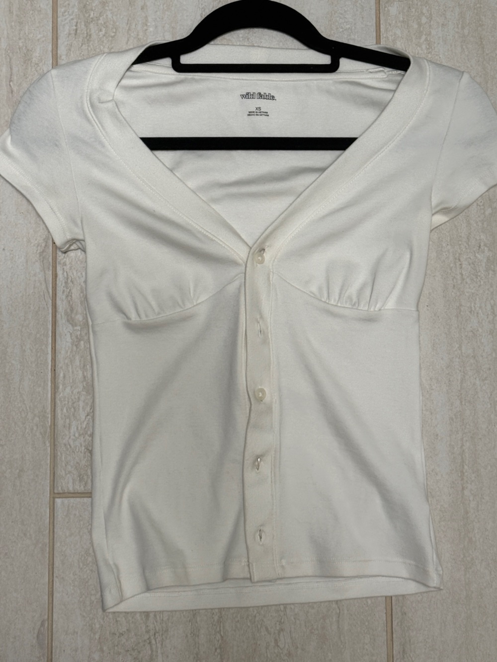 wild fable Cream Short Sleeve Button-Front Top